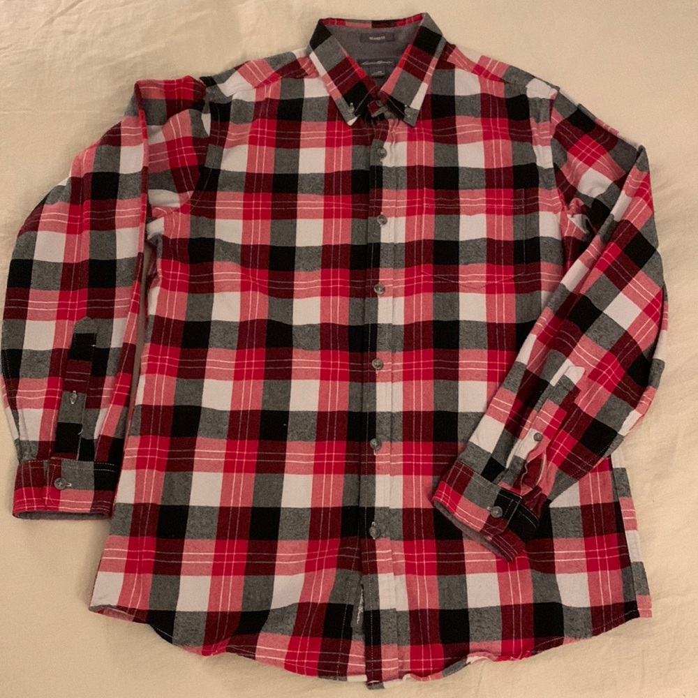 Eddie Bauer Men’s Red Plaid Flannel -Sz M